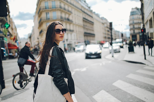 Young Parisian woman walking