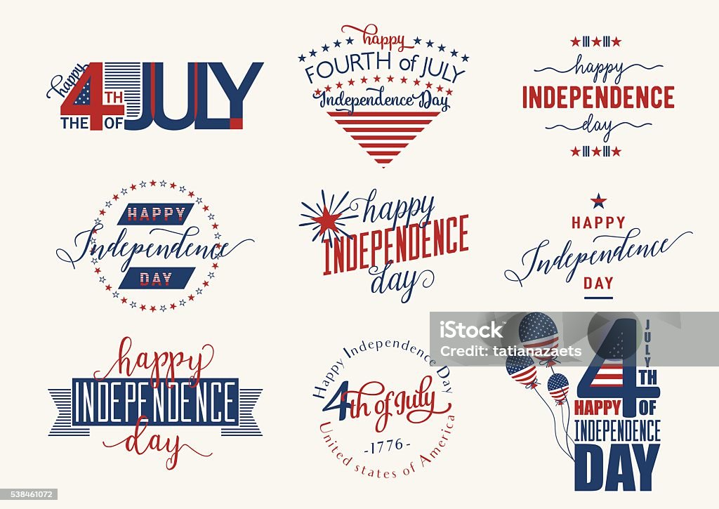 Happy Independence Day United States overlay. Fourth of July - Happy Independence Day. Fourth of July - July4th banner, label or poster. Vector Set Independence Day - Holiday stock vector