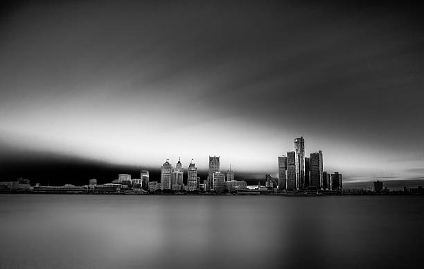 istock Detroit Skyline in Black and White 538461188