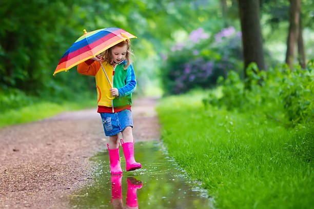 istock Little girl playing in the rain 538461958