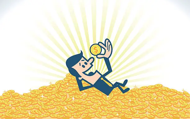 Vector illustration of Pile of gold coins