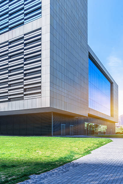 istock Modern office building with green lawn 538464382