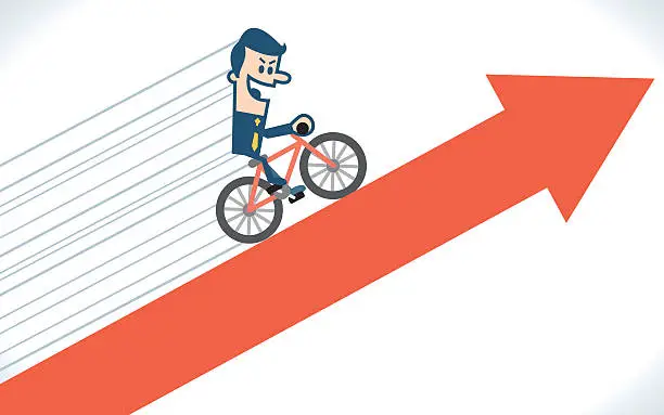 Vector illustration of Man cycling on the arrow