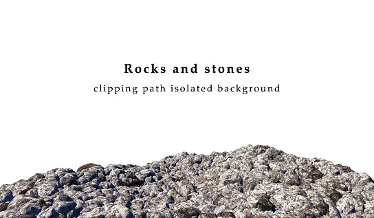 Stones landscape isolated on white background include clipping path. 3D illustration