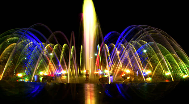 istock Dancing fountain at night, mix color 538469340