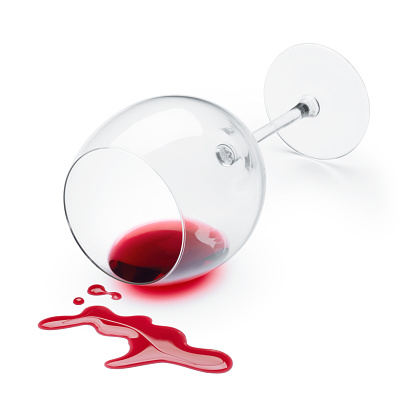 wine glass and spilled red wine