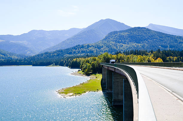 istock Bridge on Sylvenstein Reservoir in Autumn (Germany) 538474814