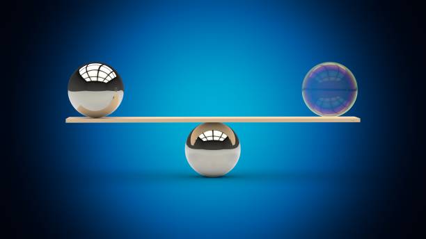 istock Bright blue positive weight scale balanced metal and transparent balls 538474836