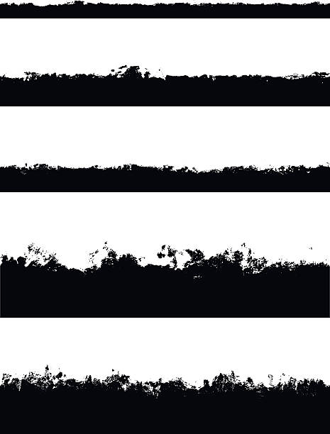 Five seamless borders isolated on white background. Perfect for creating strokes on edges of shapes to make jagged edges. Carefully grouped in layers panel.
