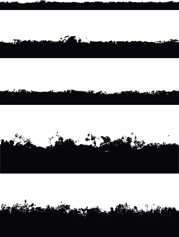 Five seamless borders isolated on white background. Perfect for creating strokes on edges of shapes to make jagged edges. Carefully grouped in layers panel.