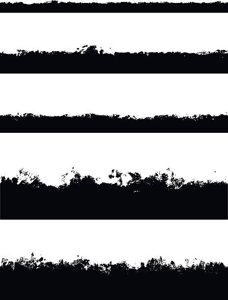 Five seamless borders isolated on white Five seamless borders isolated on white background. Perfect for creating strokes on edges of shapes to make jagged edges. Carefully grouped in layers panel. black border stock illustrations