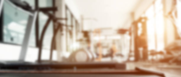 Blurred background of gym. stock photo