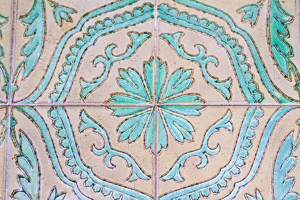 istock Sicily Style: Antique Floor Tiles in Green and White (Close-Up) 538477418