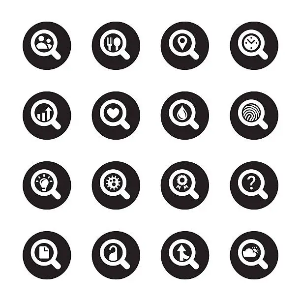 Vector illustration of Search Engine Set 2 Icons - Black Circle Series