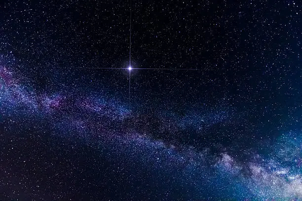 Photo of Amazing spike glowing lucky star and Milky Way Galaxy background