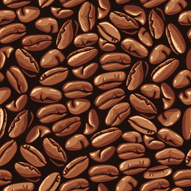 ilustraciones, imágenes clip art, dibujos animados e iconos de stock de patrón sin costuras café - coffee bean coffee crop heap backgrounds