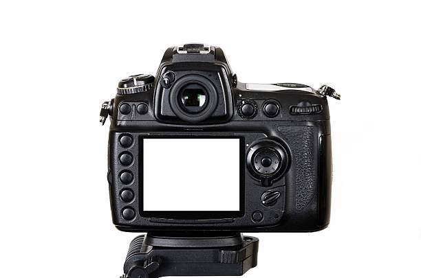 istock Professional digital  SLR camera on tripod with blank screen isolated 538479545