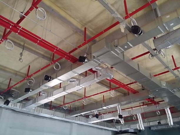 istock Red fire tube(plumbing) and air duct 538479634