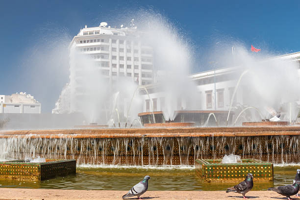 The fountain in the square of Mohammed V. stock photo