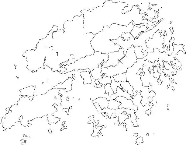 Vector illustration of Hong Kong map outline white background