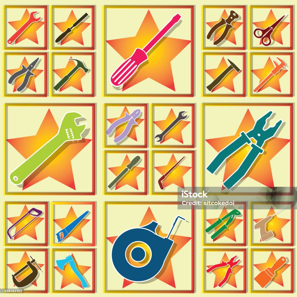 Tools In Color Square Stock Illustration - Download Image Now - 2015 ...