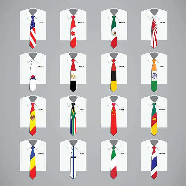 Vector illustration of Shirt with necktie in national flags style