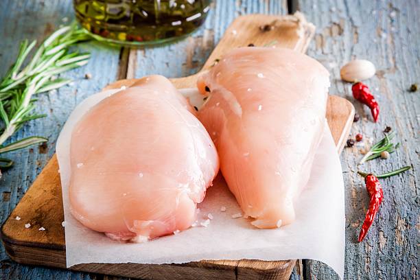 istock raw chicken fillet with garlic, pepper and rosemary 538484067