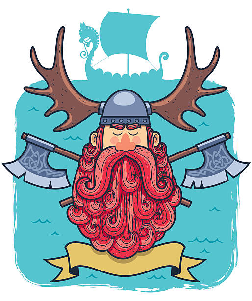 wikinger porträt - viking mascot warrior pirate stock-grafiken, -clipart, -cartoons und -symbole