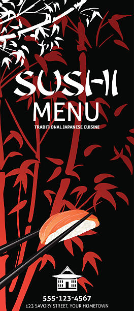 sushi menu restauracji wzór lub tła z bambusa - sushi stock illustrations