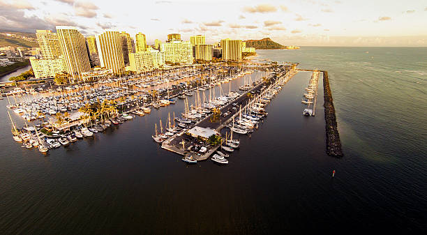istock Aerial view over Waikiki and Ala Wai Boat Harbor 538484484