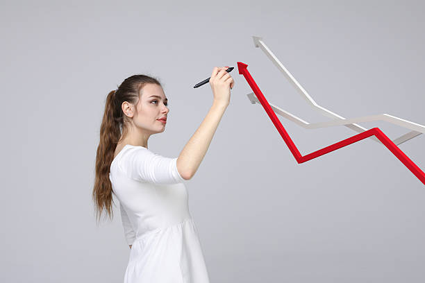 istock Businesswoman working with growth graph on grey background 538484620