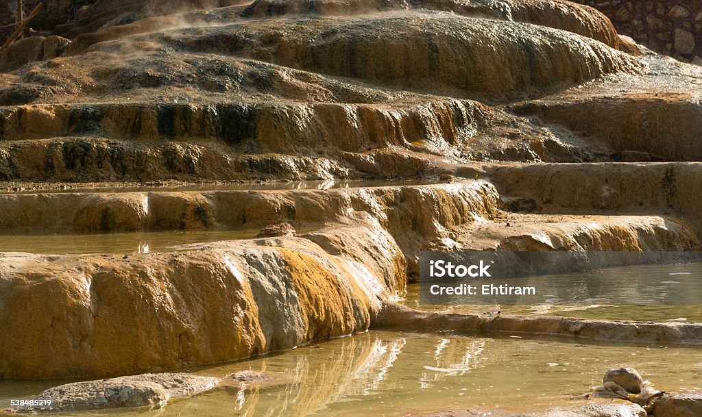 Color water in the natural thermal pools Amazing photo of the hot spring in the mountains 2015 Stock Photo