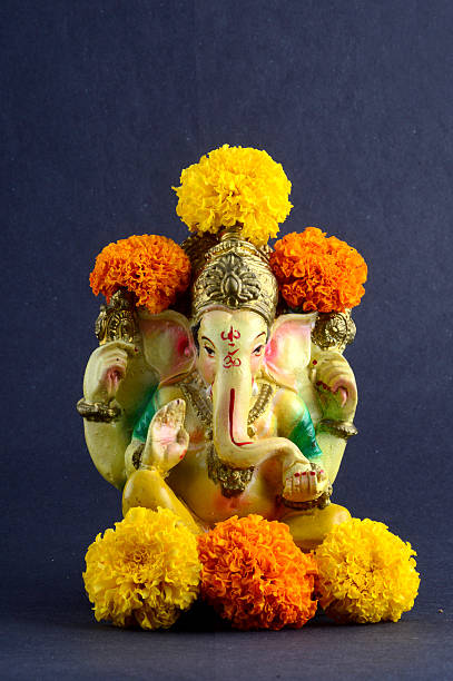 istock Hindu God Ganesha. Ganesha Idol on grey Background. 538486868