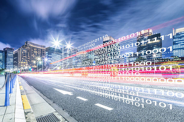 smart traffic on road in downtown of tokyo