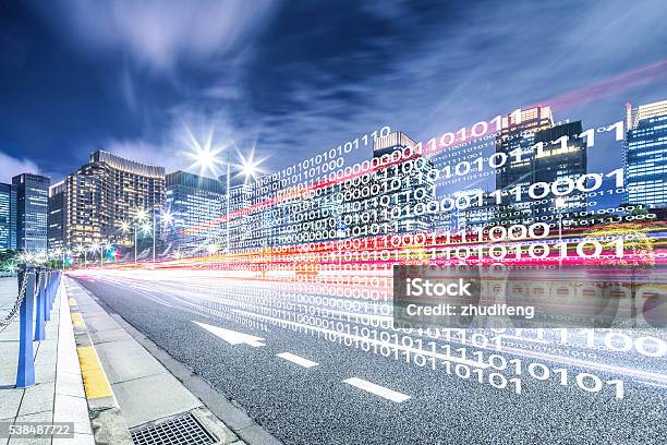 Smart Traffic On Road In Downtown Of Tokyo Stock Photo - Download Image Now - Intelligence, Lighting Equipment, City