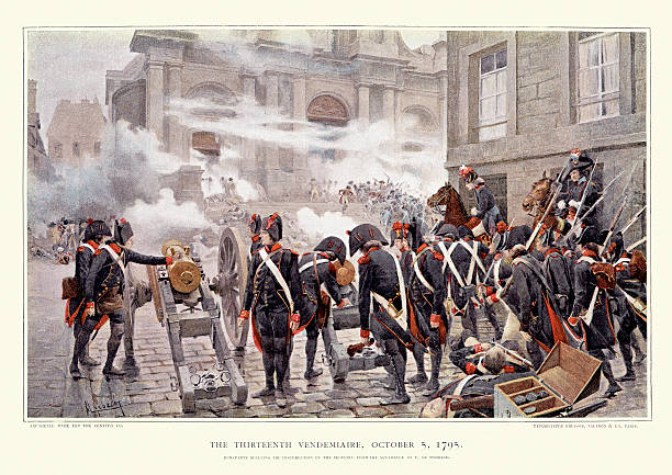 ilustraciones, imágenes clip art, dibujos animados e iconos de stock de los 13 vendemiaire, 1795 quelling el levantamiento de bonaparte - riot