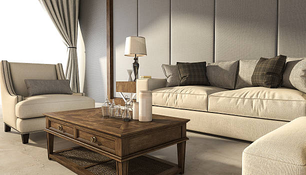 istock 3d rendering classic comfortable armchair with wood table 538491926