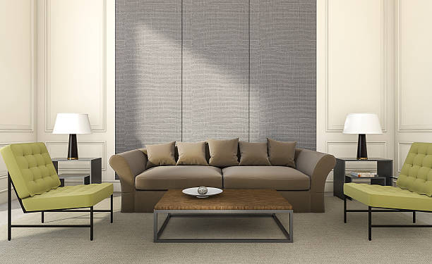 istock 3d rendering nice seat and sofa in bright living room 538492610