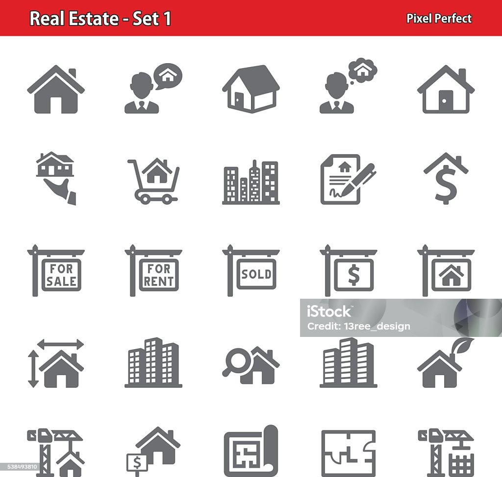 Real Estate Icons - Set 1 Professional, pixel perfect icons depicting various real estate concepts. Mortgage Document stock vector