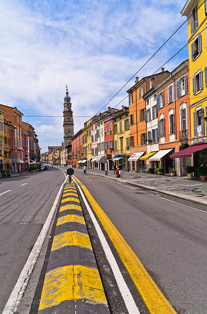 istock Brigthly colored houses at downtown of Parma, Emilia-Romagna 538504445