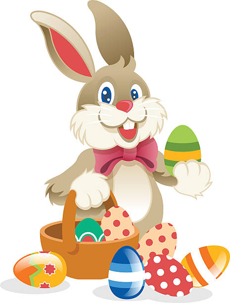 ilustraciones, imágenes clip art, dibujos animados e iconos de stock de conejo de pascua. ilustración vectorial - easter bunny
