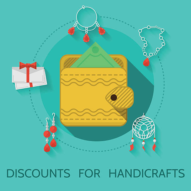 płaska konstrukcja wektor ilustracja przedstawiająca sprzedające - necklace jewelry backgrounds craft stock illustrations