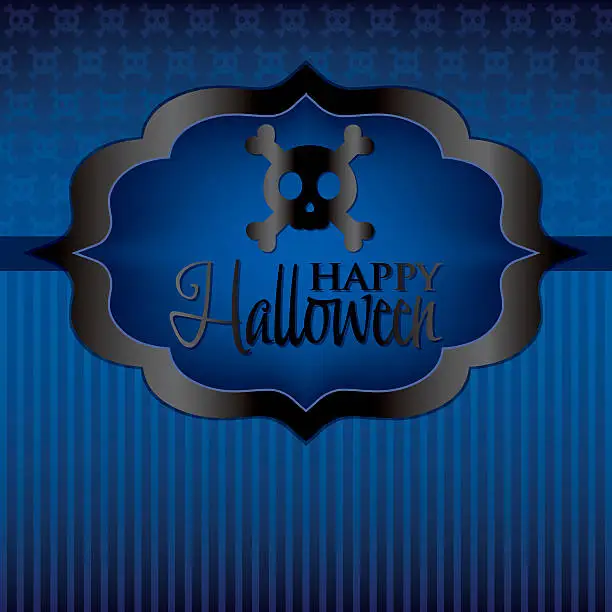 Vector illustration of Skull label Halloween card in vector format.