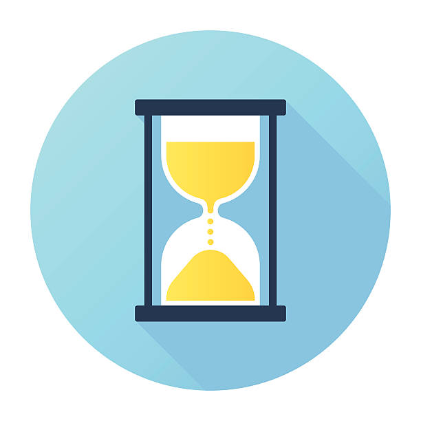 Time Management Flat & Long Shadow, Sandglass Icon length stock illustrations