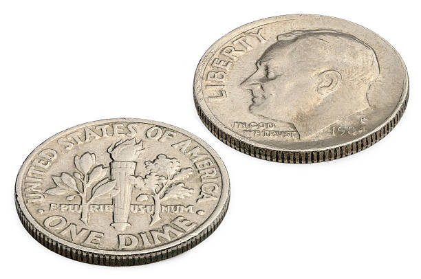 istock U.S. ten cents coin isolated on white background. 538509029