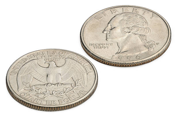 istock U.S. twenty five cents coin isolated on white background. macro 538509043