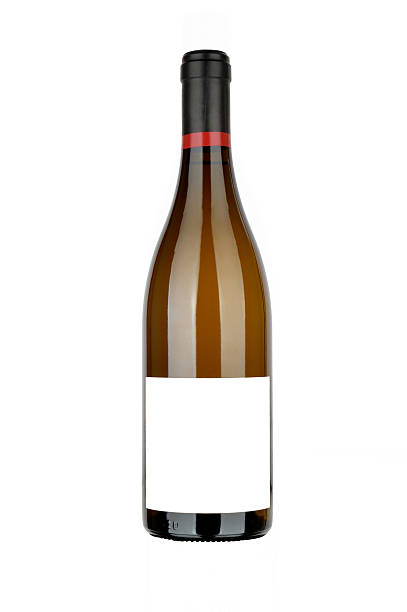 istock white wine bottle with white label - Stock Image 538511303