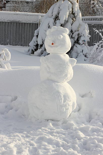 istock Large snowman with a carrot nose from. 538526703
