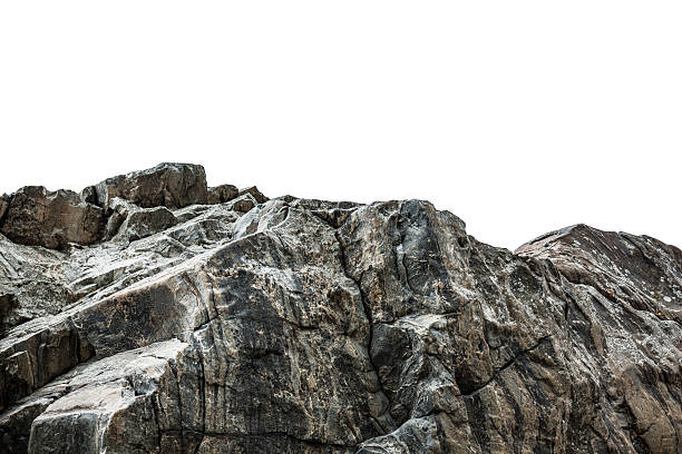 rocky cliff aislado en blanco - roca fotografías e imágenes de stock