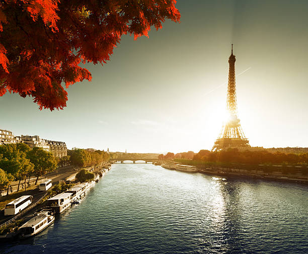 istock Seine in Paris with Eiffel tower in autumn 538527539
